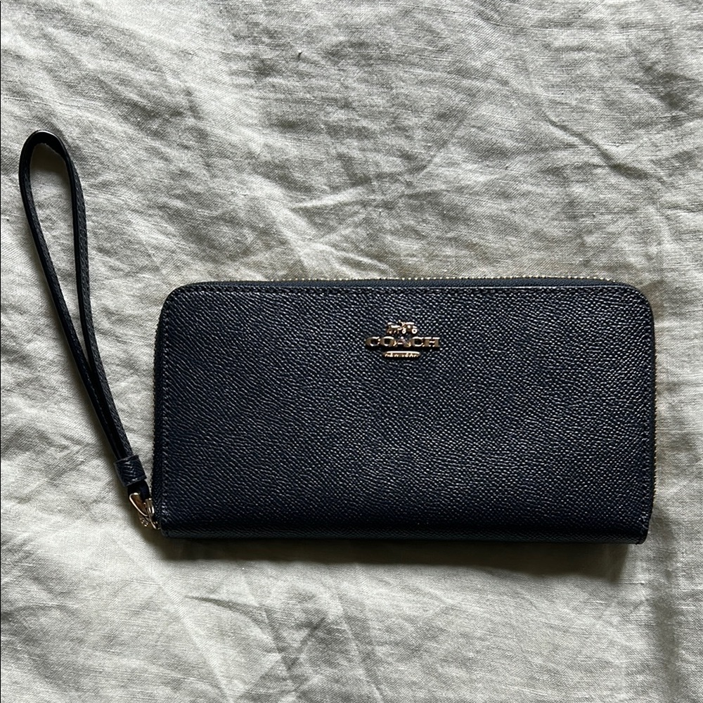 Coach Navy Blue Textured Wristlet